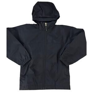 Lands End Navy Blue Hooded Zip Up Windbreaker size 5-6